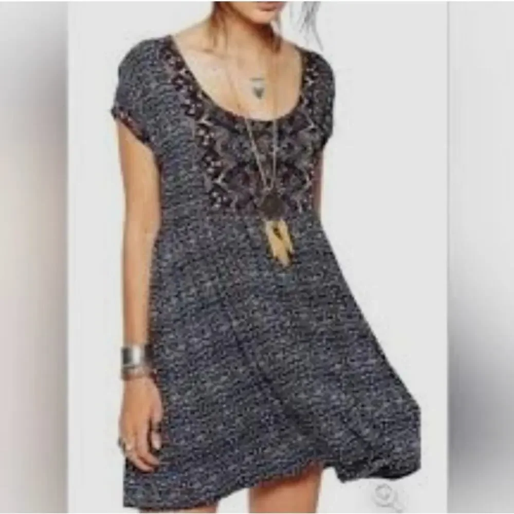 Free People Sundown Babydoll Mini Dress SZ XS Cutout Bohemian Pockets - Picture 1 of 9